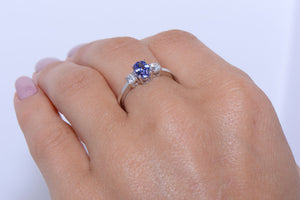 Tanzanite and Diamond trilogy ring