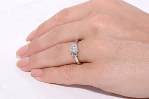 Platinum Emerald Cut Diamond Trilogy ring