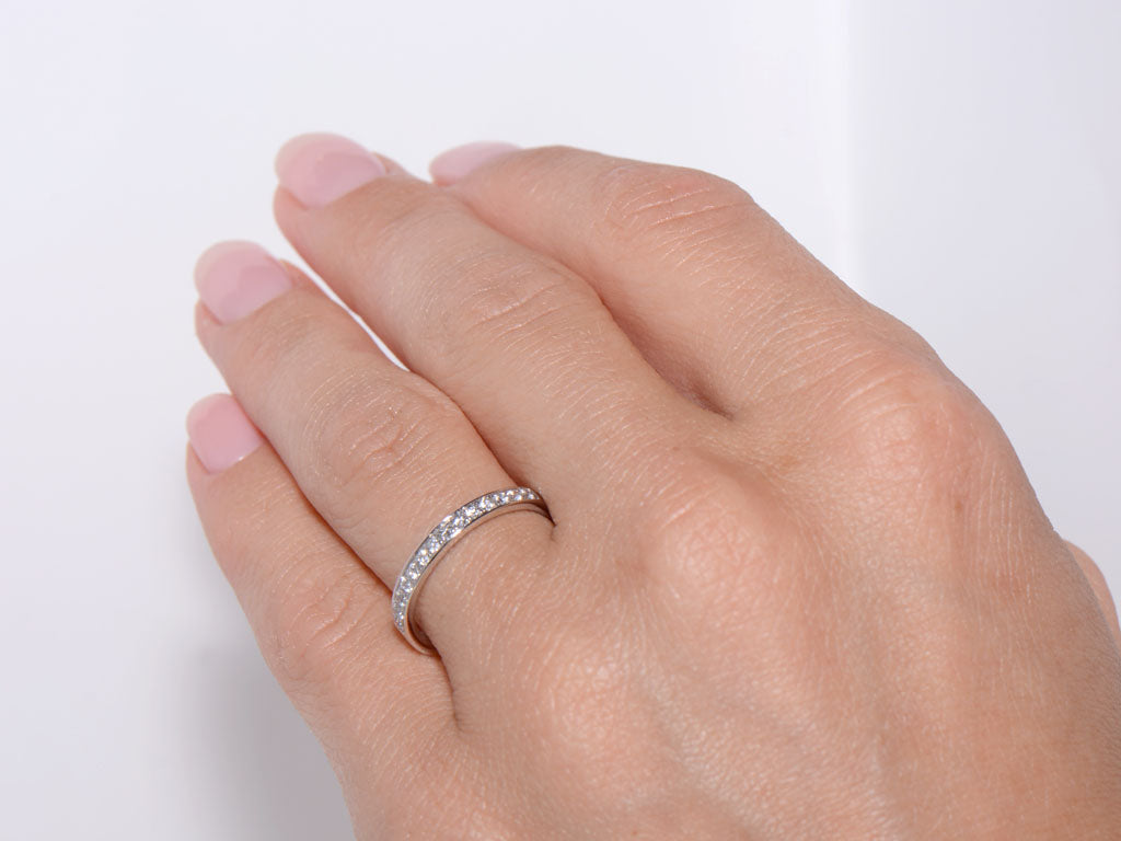 Platinum and Diamond Grain Set Half Eternity Ring