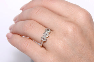 Antique Old Mine Cut Diamond Trilogy ring