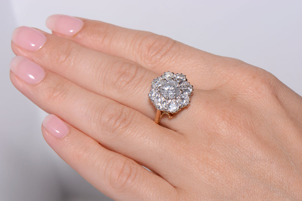 Impressive Antique Style Diamond Cluster Ring