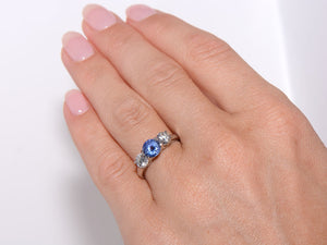Platinum Sapphire and Diamond Trilogy ring
