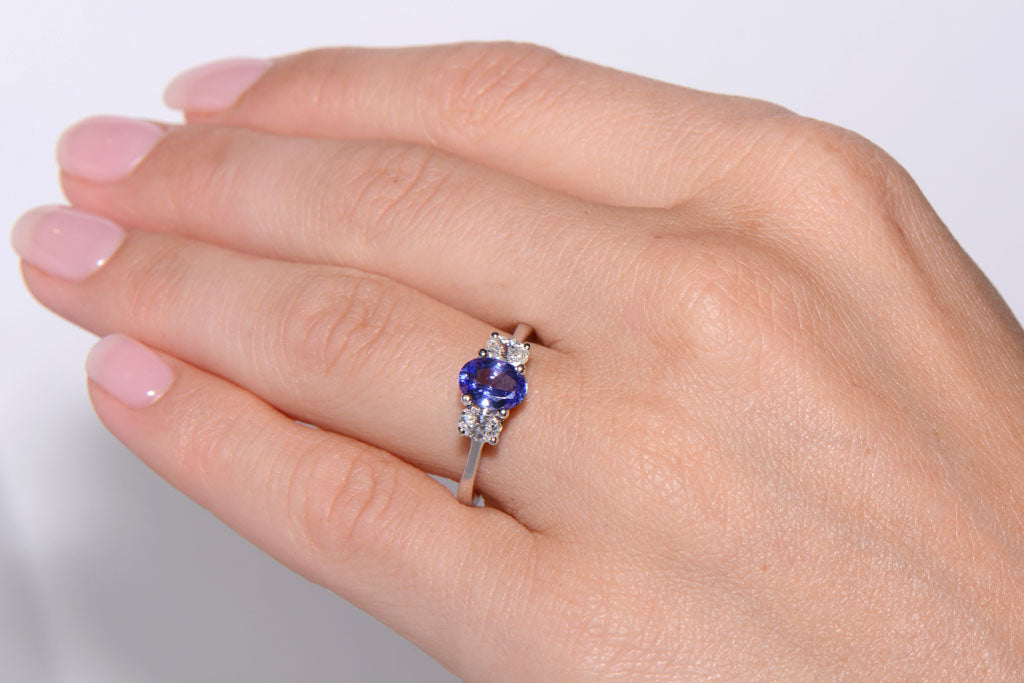 Tanzanite and Diamond Trilogy Ring