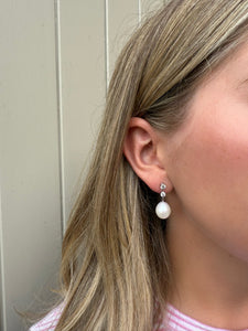 18ct Gold South Sea Pearl and Diamond Drop Earrings