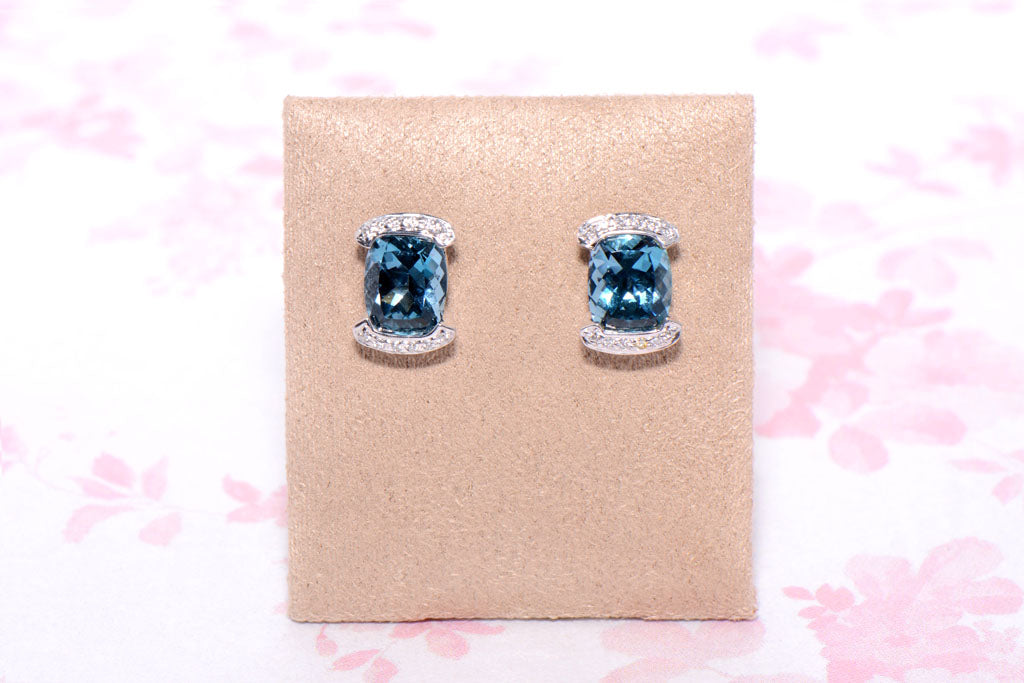 Topaz and Diamond stud earrings