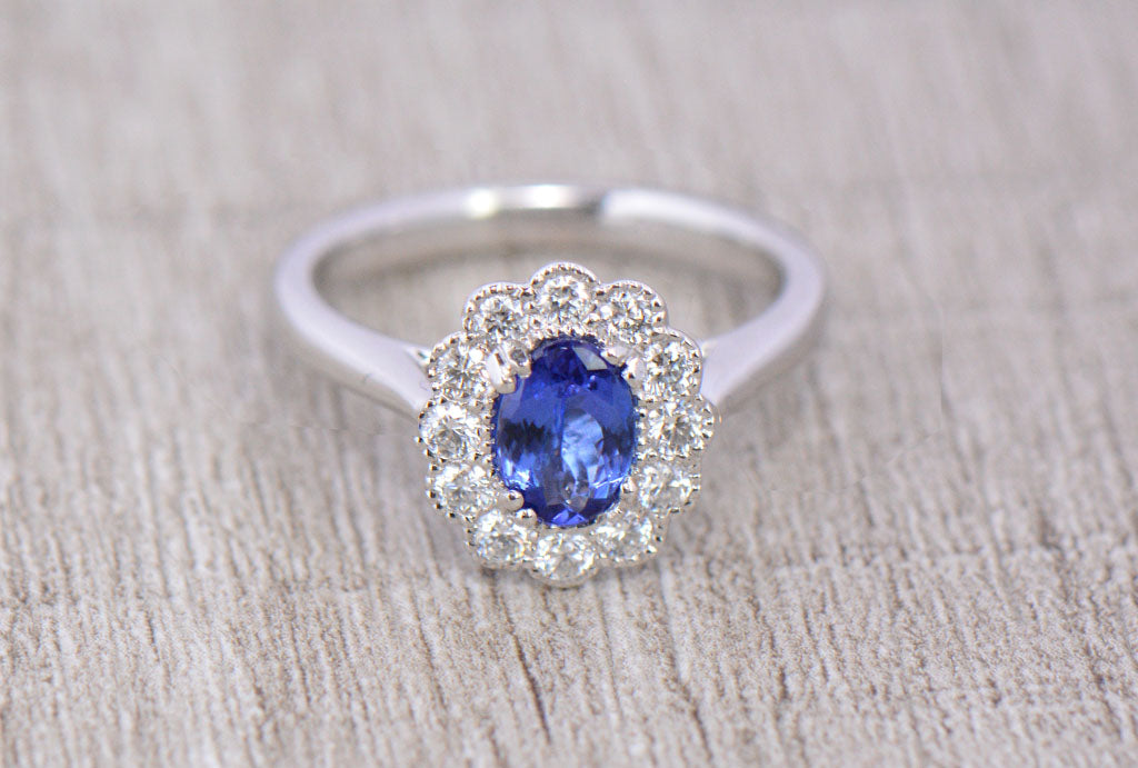 Tanzanite and Diamond Cluster ring