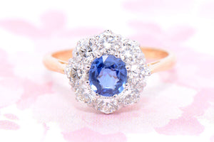 Late Twentieth Century Sapphire & Diamond cluster ring