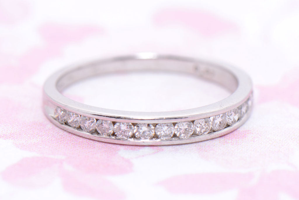 Platinum and Diamond half hoop ring