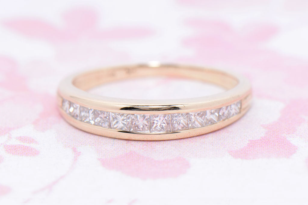 Diamond Princess Cut half eternity ring