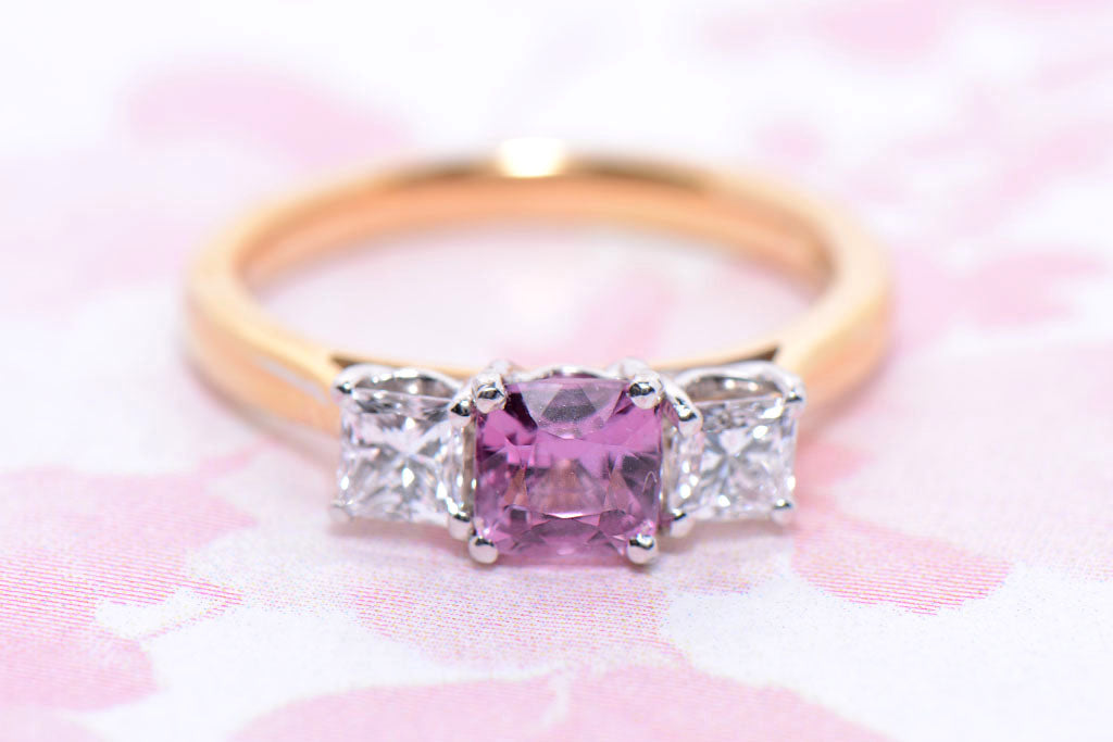 Stunning Pink Sapphire and Diamond Trilogy ring