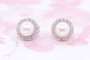 Beautiful Diamond and Pearl stud earrings