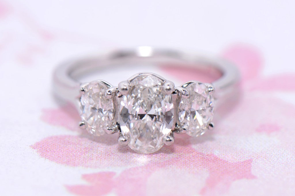 Oval Brilliant Cut Diamond Trilogy Ring