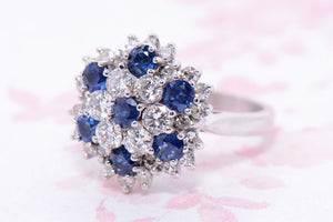 Beautiful Sapphire and Diamond cluster ring