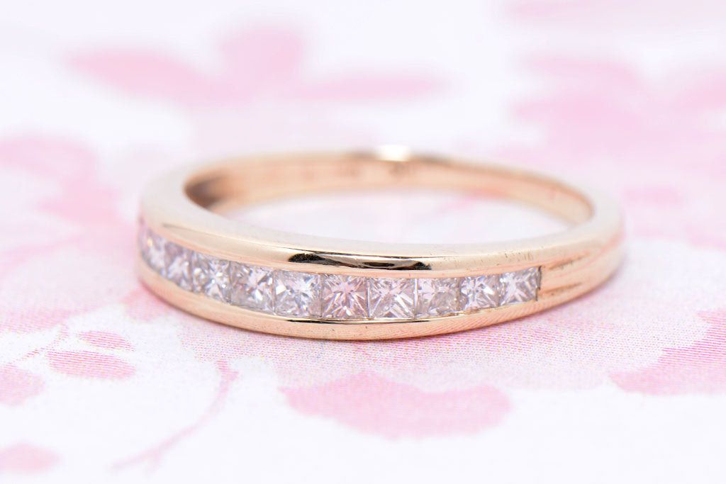 Diamond Princess Cut half eternity ring