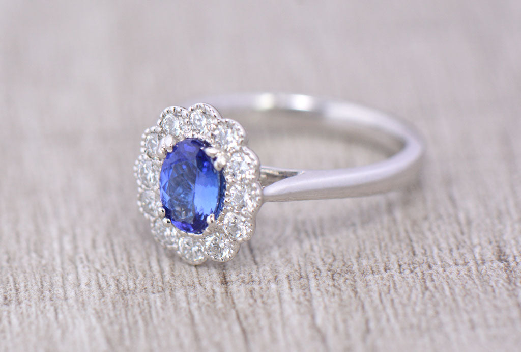 Tanzanite and Diamond Cluster ring