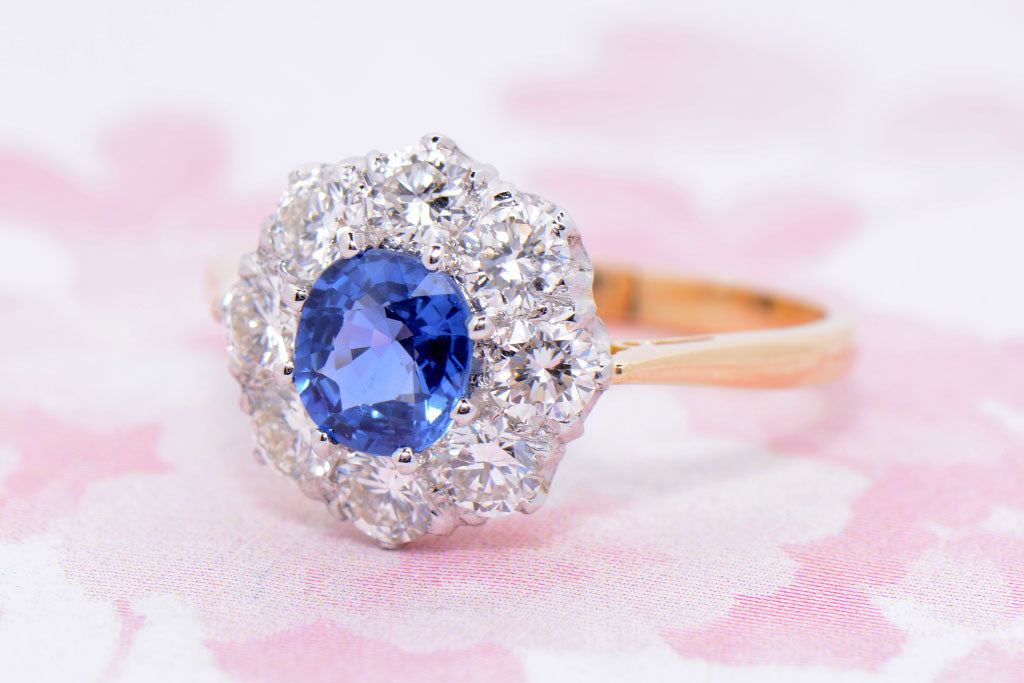 Late Twentieth Century Sapphire & Diamond cluster ring