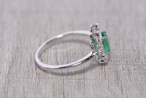 Emerald And Diamond Cluster Ring