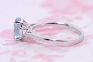 Platinum Diamond and Aquamarine Trilogy ring