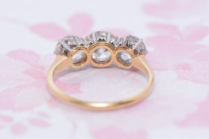 Antique Old European Cut Diamond Trilogy ring c1920-30