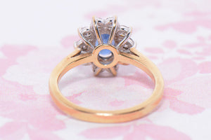 Sapphire and Diamond Oval Cluster ring