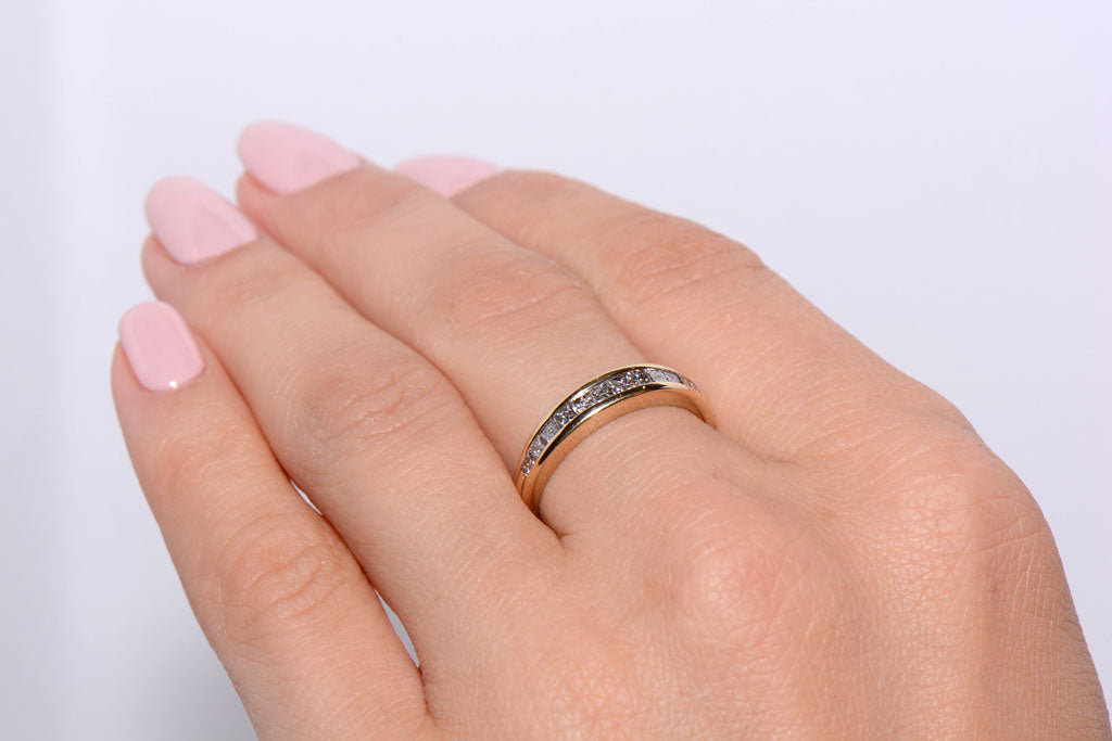 Diamond Princess Cut half eternity ring