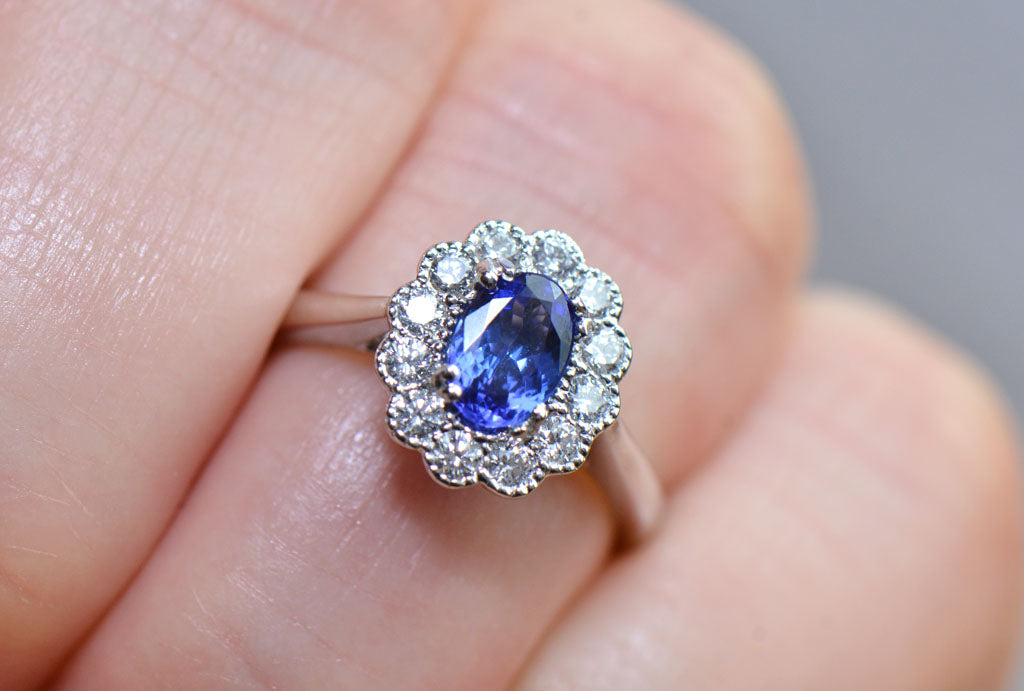 Tanzanite and Diamond Cluster ring