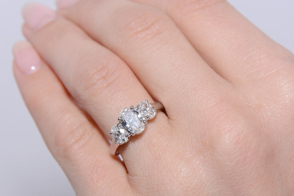 Oval Brilliant Cut Diamond Trilogy Ring