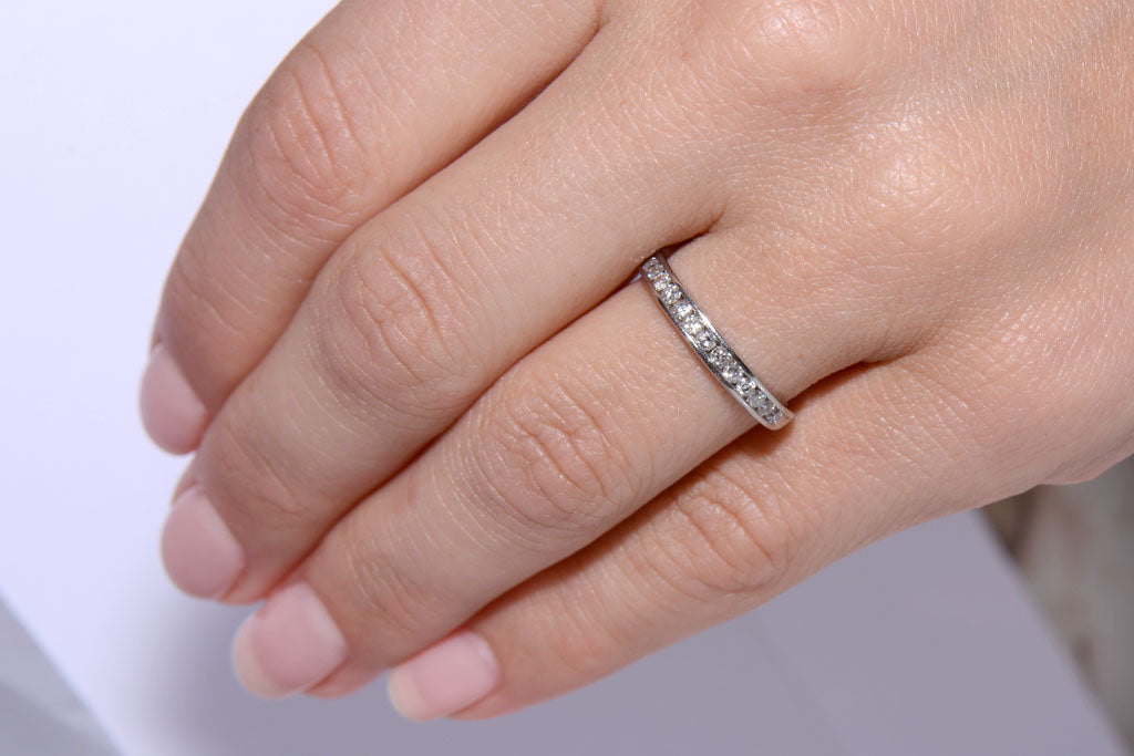 Platinum and Diamond half hoop ring