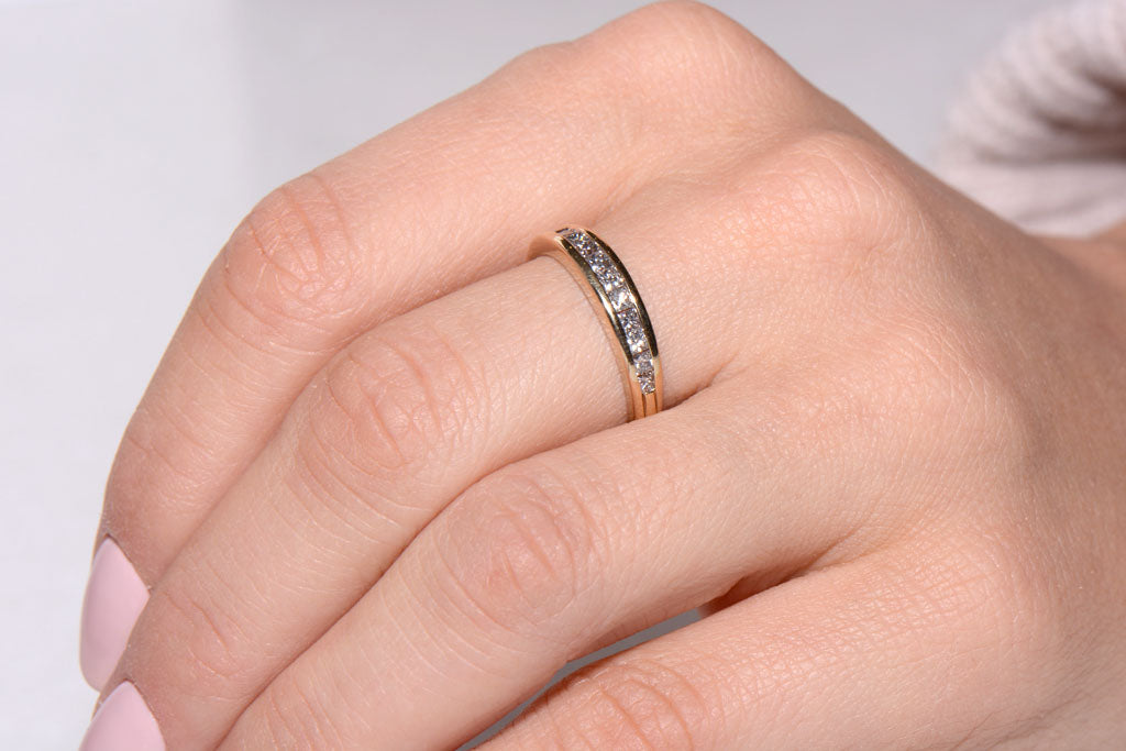 Diamond Princess Cut half eternity ring