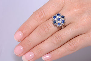 Beautiful Sapphire and Diamond cluster ring