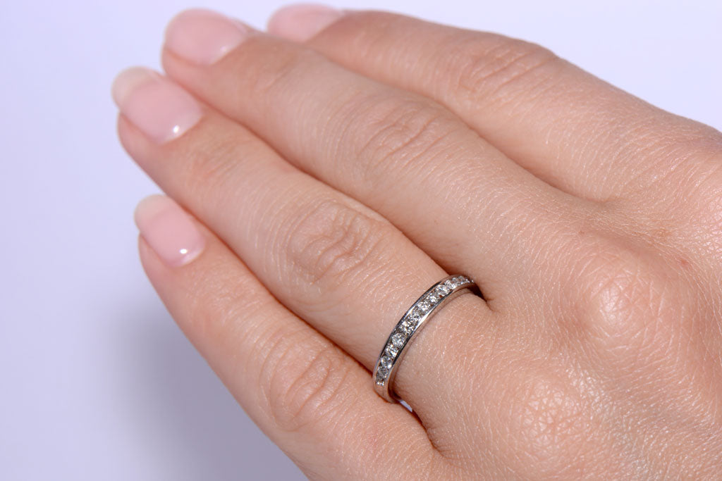 Platinum and Diamond half hoop ring