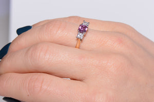 Stunning Pink Sapphire and Diamond Trilogy ring