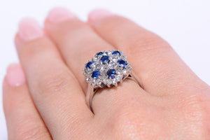 Beautiful Sapphire and Diamond cluster ring