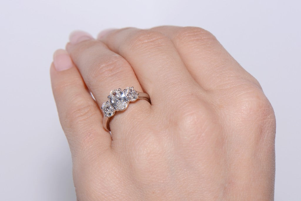 Oval Brilliant Cut Diamond Trilogy Ring