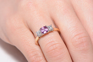 Stunning Pink Sapphire and Diamond Trilogy ring