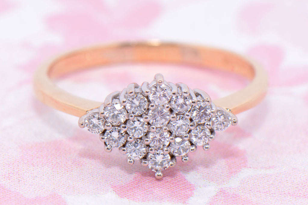 Kite shaped Diamond Cluster ring