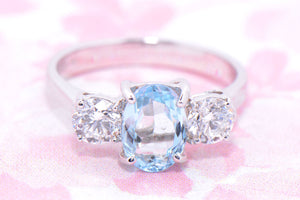 Diamond and Aquamarine Trilogy Ring