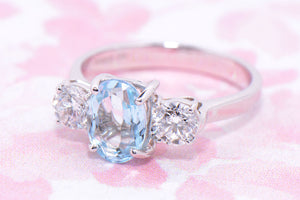 Diamond and Aquamarine Trilogy Ring