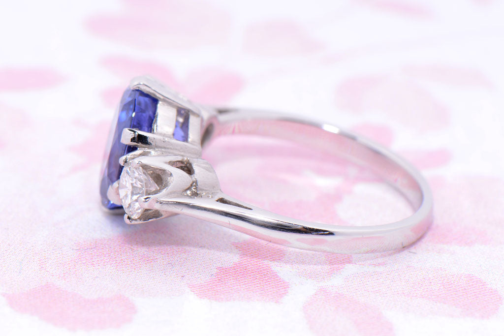 Tanzanite and Diamond Trilogy Ring