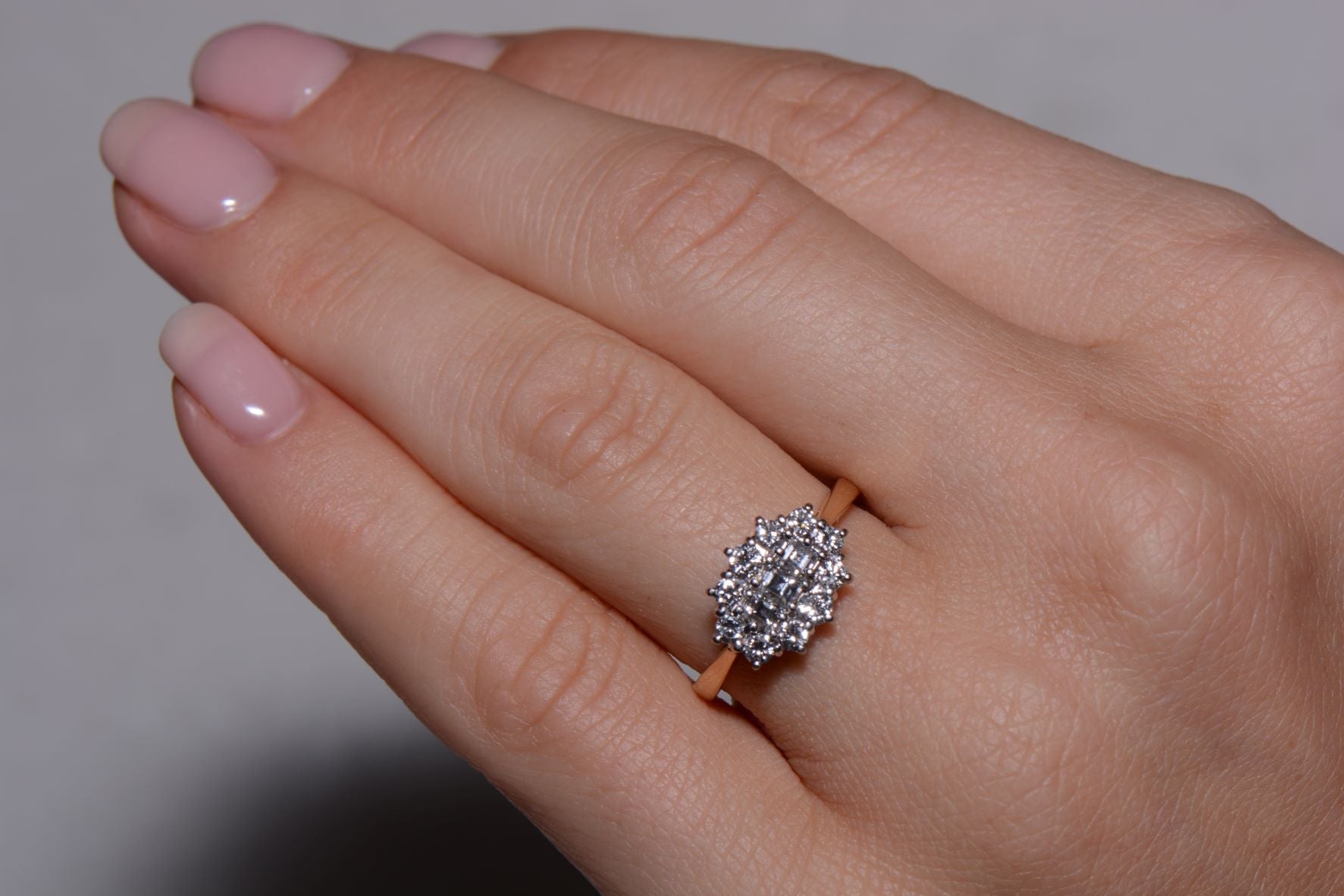 Mixed cut Diamond Cluster ring