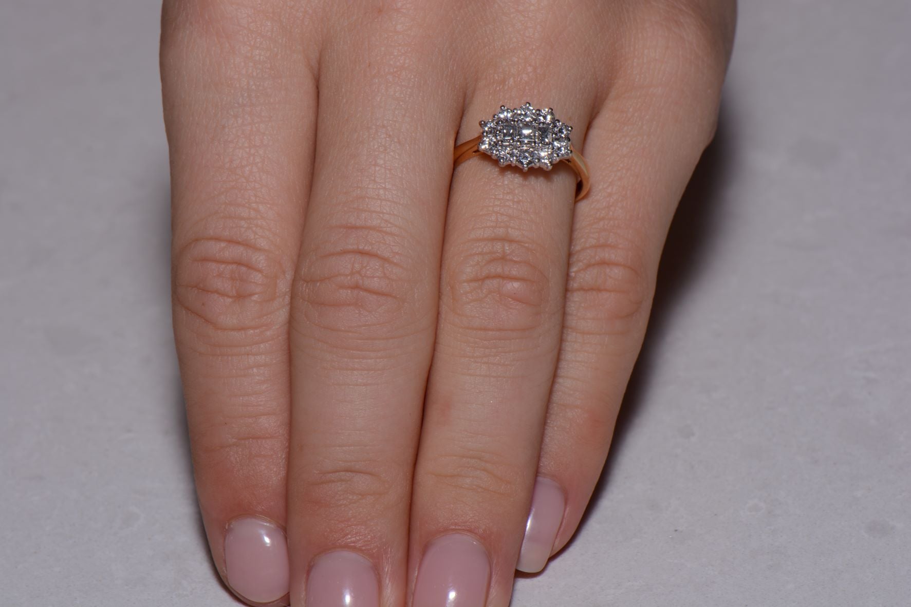 Mixed cut Diamond Cluster ring