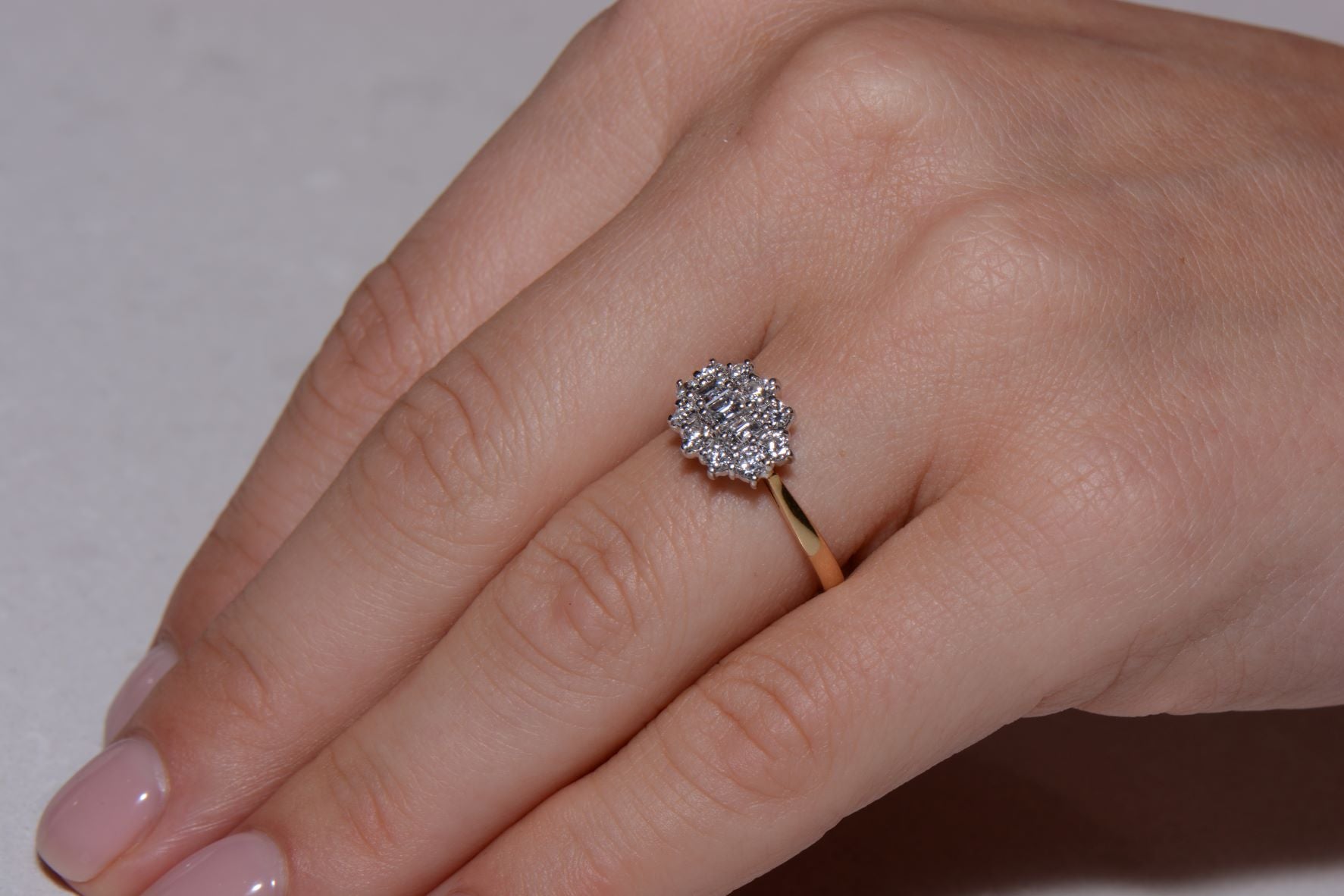 Mixed cut Diamond Cluster ring