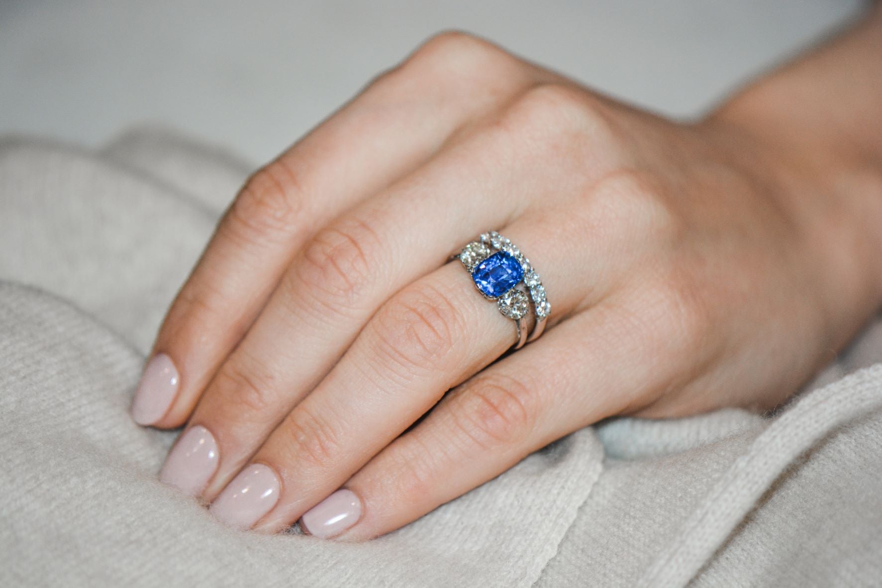 A certificated Mid Twentieth Century Sapphire and Diamond Trilogy ring