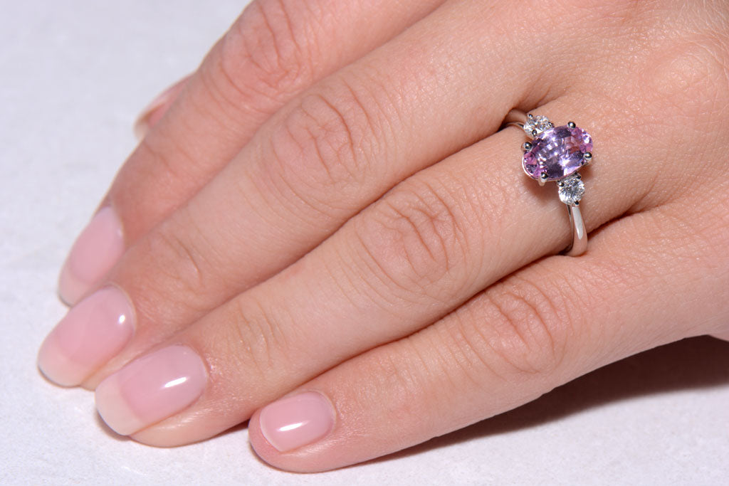 Rose pink Topaz and Diamond ring