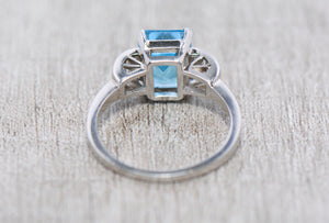 Swiss Blue Topaz and Diamond Ring