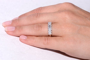 Seven stone Emerald Cut Diamond ring