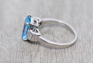 Swiss Blue Topaz and Diamond Ring