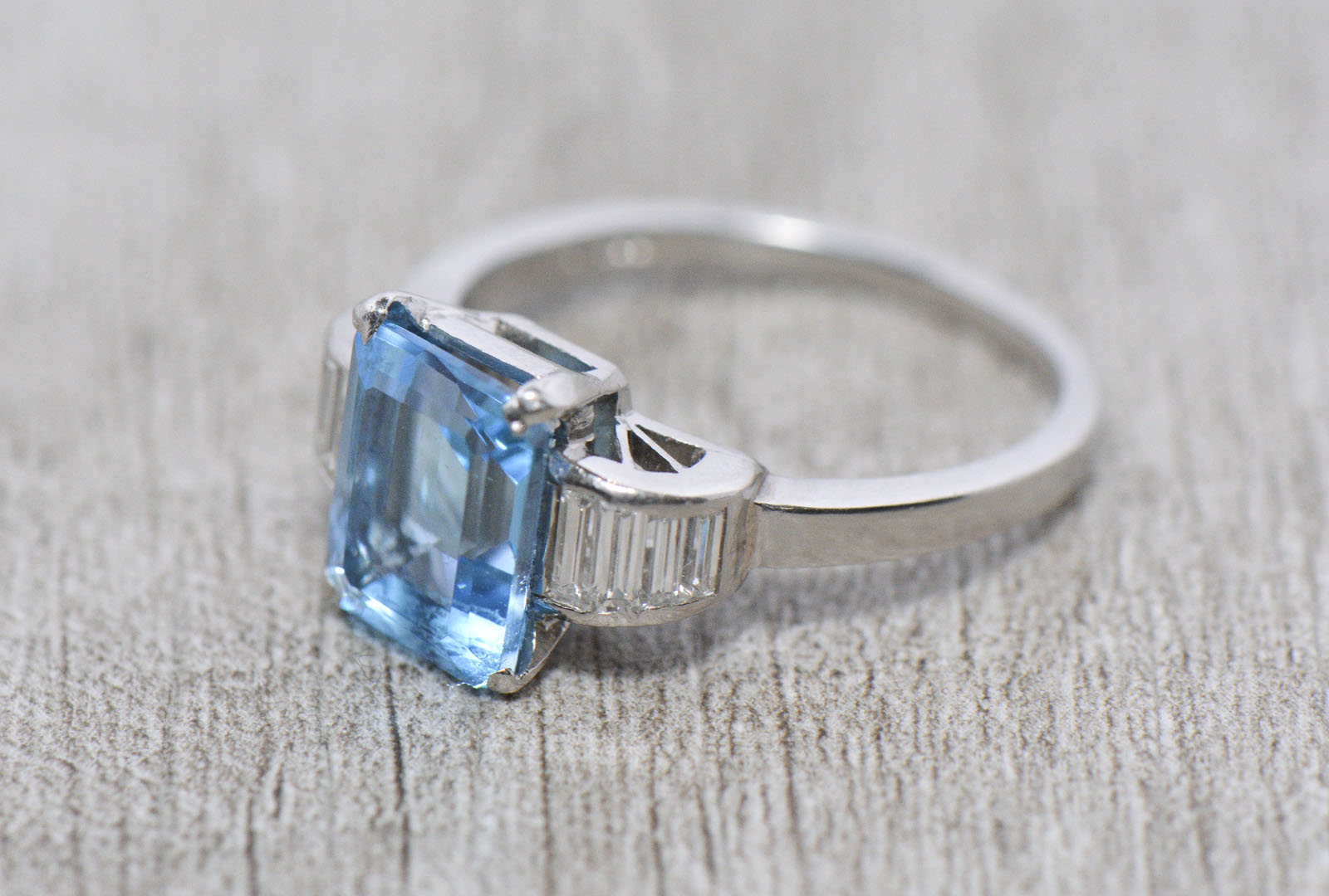 Swiss Blue Topaz and Diamond Ring