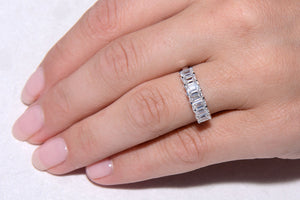 Seven stone Emerald Cut Diamond ring