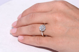 Diamond flower head cluster ring